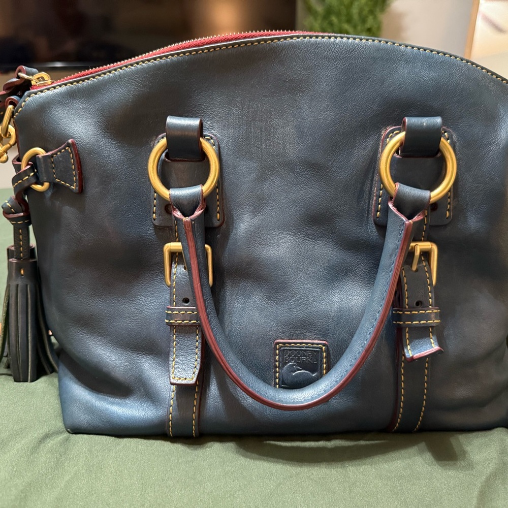 Dooney & Bourke Navy and Red Satchel
